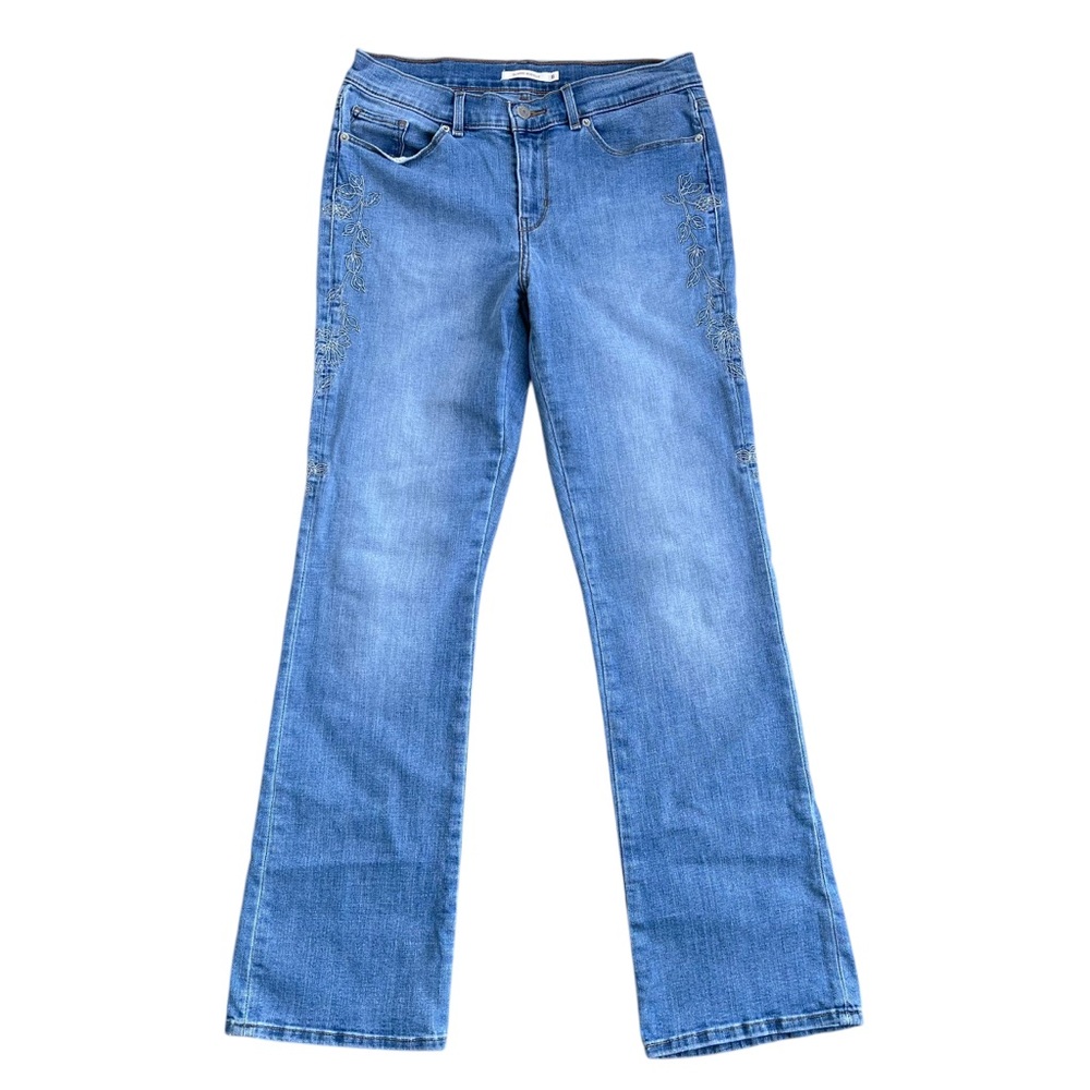 Levi’s Floral Embroidered Bootcut Jeans Medium Wash Mid Rise‎ 8